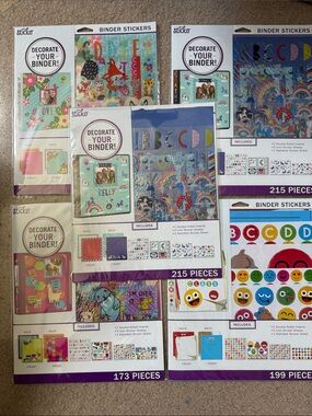 5 Sticker Packs - Assorted Colorful Binder Decals